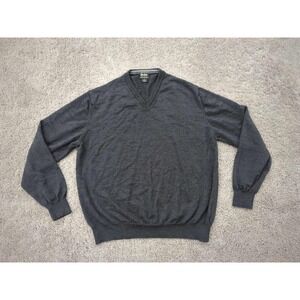 Neiman Marcus Pullover Mens XL V-Neck Sweater 100% Merino Wool‎ Made In Italy